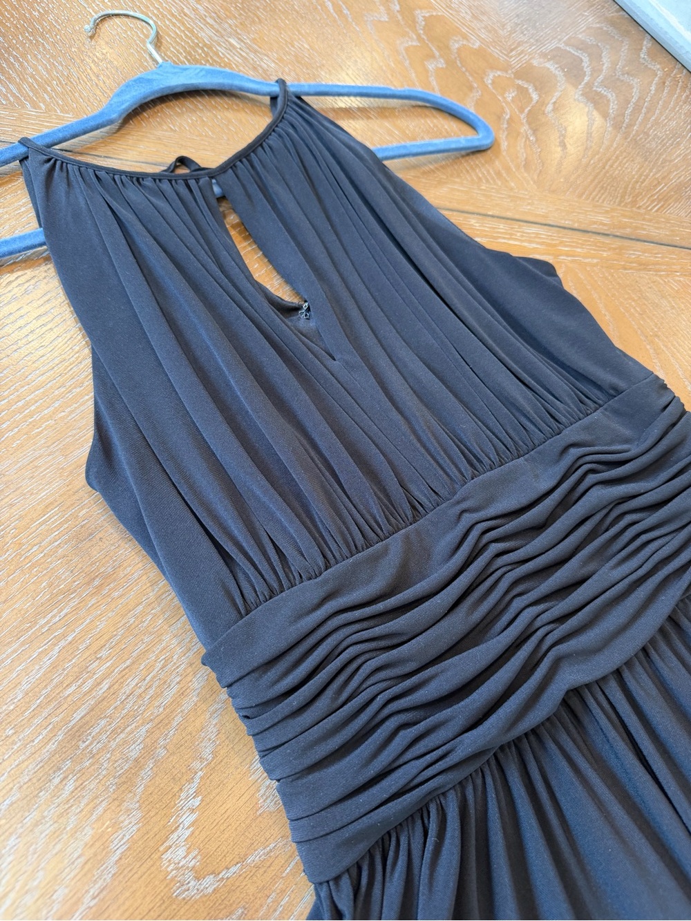 White House Black Market Black Halter Maxi Dress with Ruched Waist - Picture 2 of 8